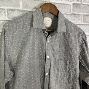 Billy Reid Concrete Gray Textured Argyle Print Casual Button Up Shirt Men Medium
